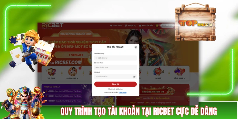 Đăng Ký RICBET - Hướng Dẫn Quy Trình Gồm 3 Bước Đơn Giản Quy trình tạo tài khoản tại RICBET cực dễ dàng