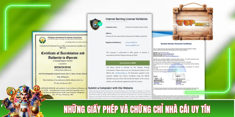 TRANG CHỦ Những giấy phép và chứng chỉ nhà cái uy tín